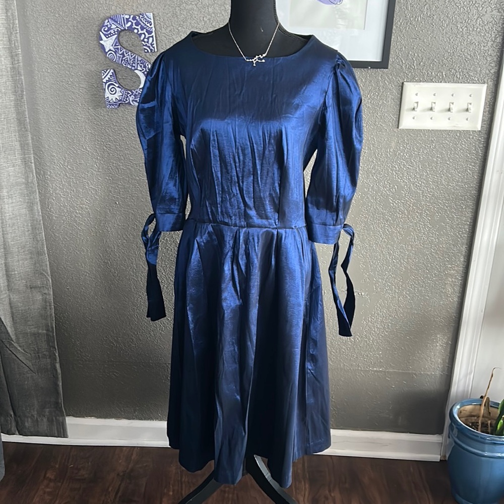 Shabby Apple Midnight Blue Long Sleeve Dress